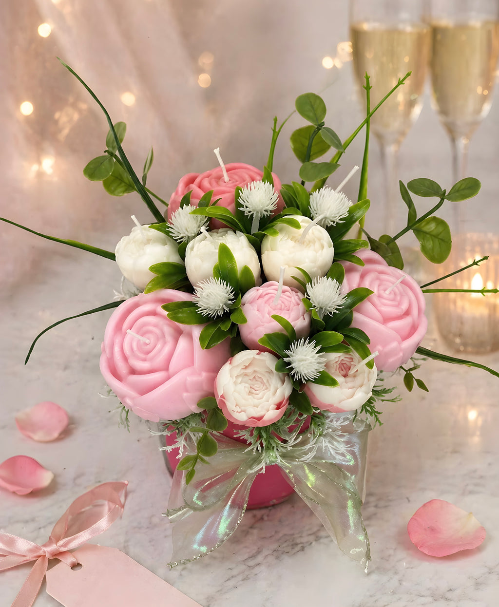 🌸 Blühende Eleganz – Kerzenstrauß aus Bio-Sojawachs 🌸