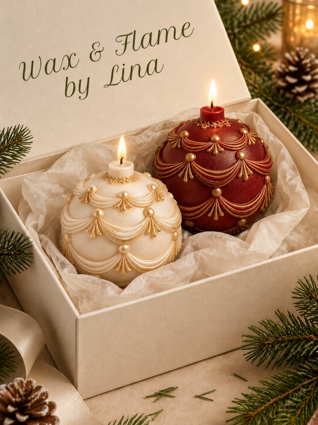 Edle Weihnachtskugel-Kerze