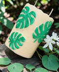 Monstera Kerze- Handbemalt 🌿