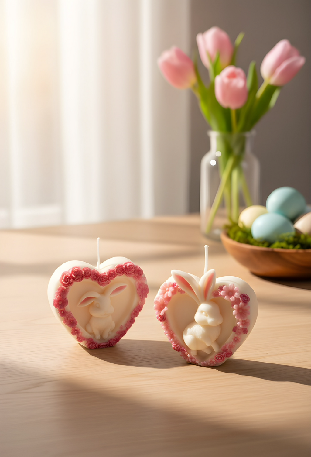 Hasen im Herz - 2er Set Rosa
