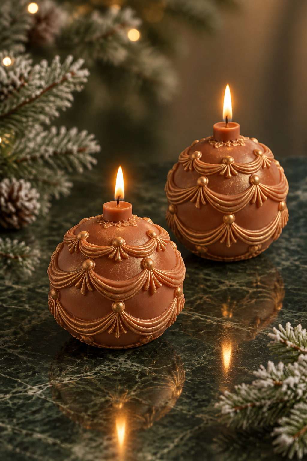 Edle Weihnachtskugel-Kerze