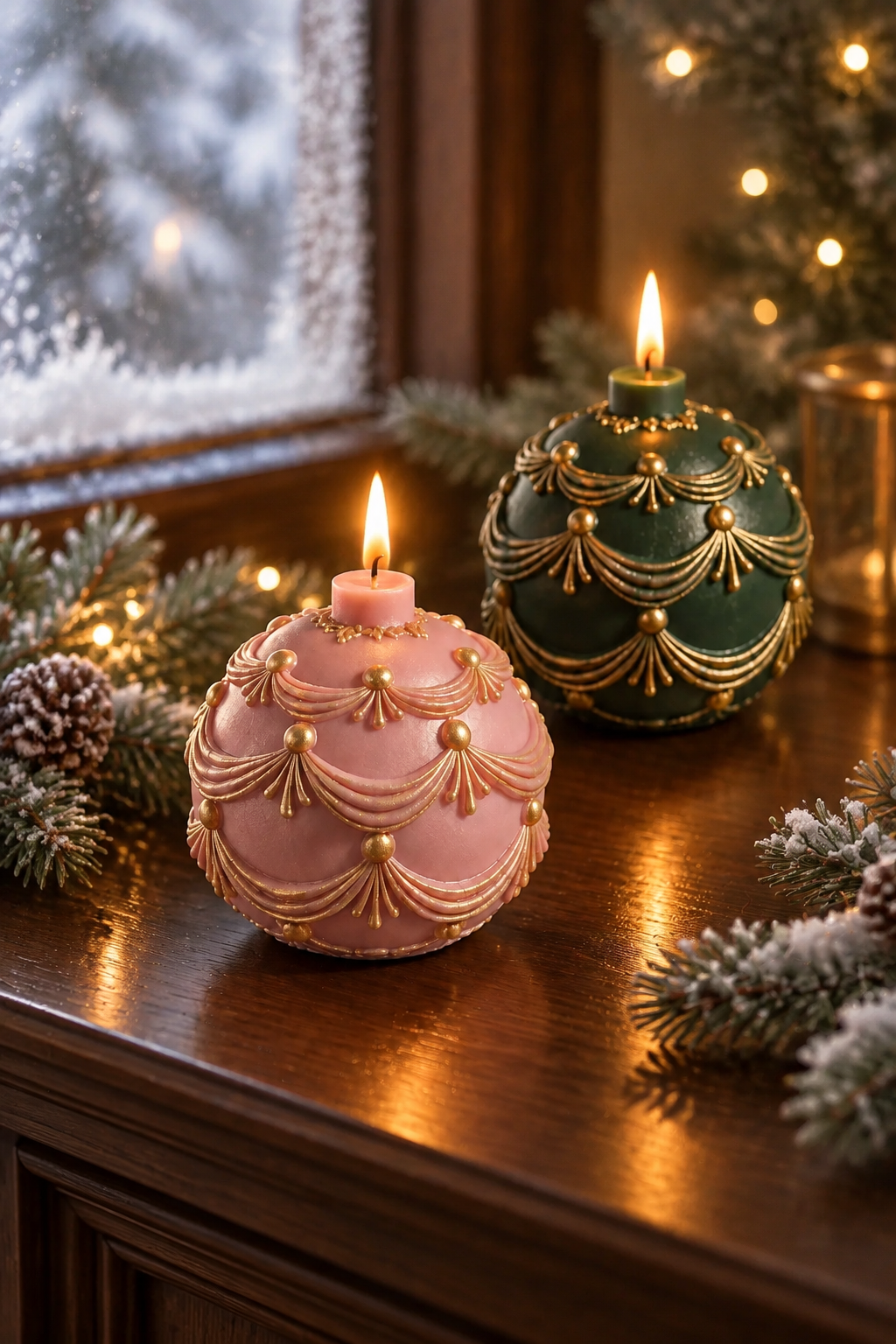 Edle Weihnachtskugel-Kerze