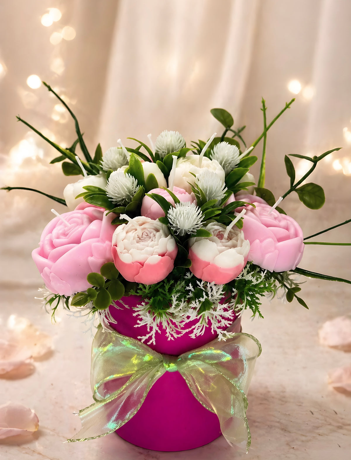 🌸 Blühende Eleganz – Kerzenstrauß aus Bio-Sojawachs 🌸