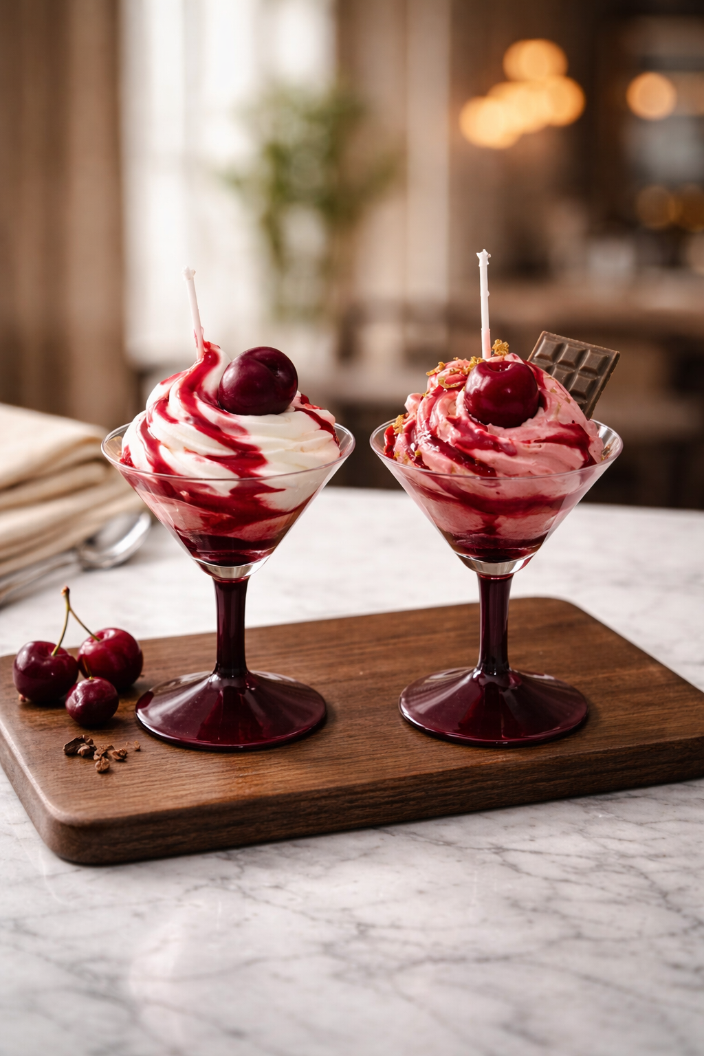 🍒 Limited Edition – kleine Kirsch-Sahne Dessertkerze 🍒