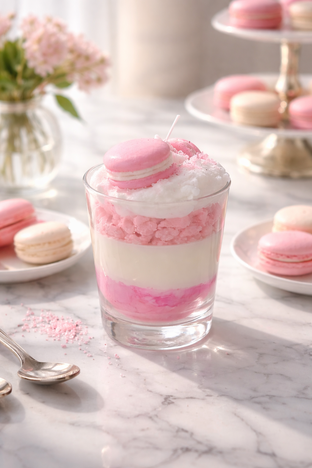 ☁️ Pink Sugar Cloud Dessertkerze ☁️